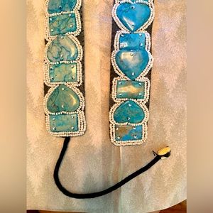 Natural Turquoise Beaded Maori Belt